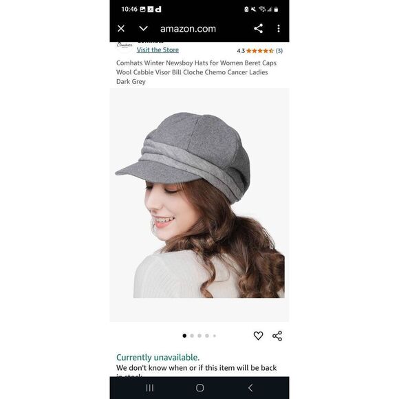 Comhats grey pageboy y2k cap hat wool blend preppy academia hipster indie - Picture 1 of 9